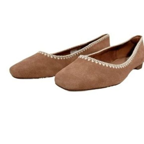 Toms Brown Suede Briella Ballet Flats Slip On Square Toe Shoes Womens Size 12 - Picture 2 of 9